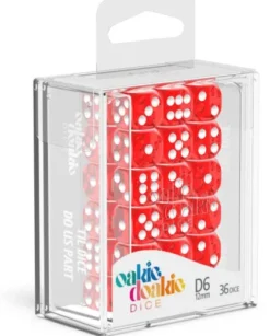 Oakie Doakie Dice Set D6 Translucent: Red (36 stuks)