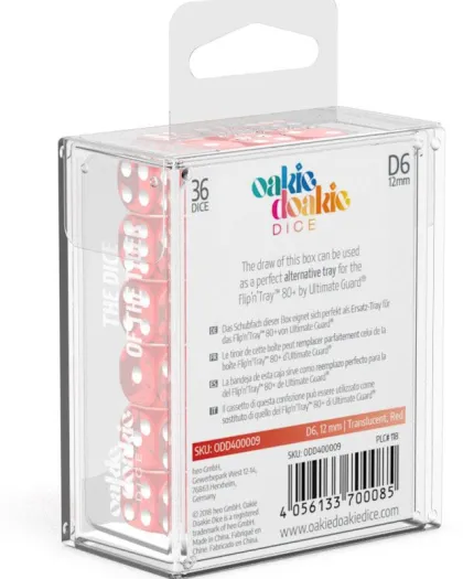 Oakie Doakie Dice Set D6 Translucent: Red (36 stuks)