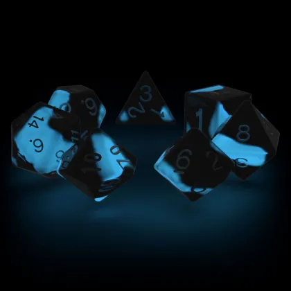 Oakie Doakie Dice Set RPG Glow in the Dark: Deep Ocean (7 stuks)