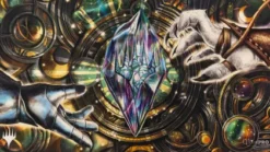 Playmat Black Stitched Dominaria United: Stained Glass Planeswalker Symbol