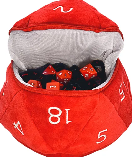 Pluche Dice Pouch D20 Dungeons and Dragons - Red & White