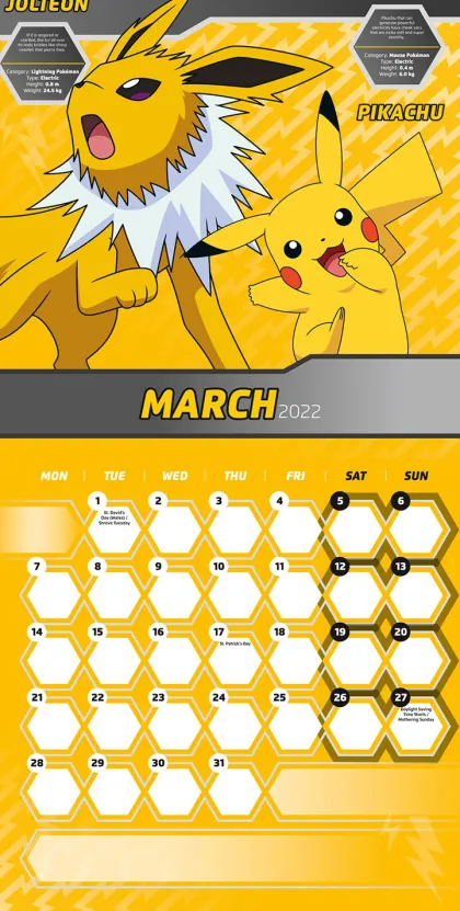 Pokemon Mini Calendar 2022