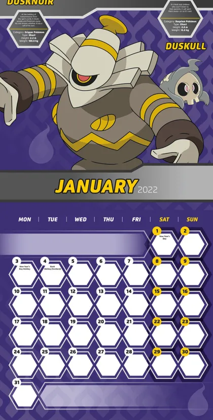 Pokemon Mini Calendar 2022