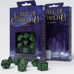 Q-Workshop - Call of Cthulhu RPG Dice Set: 7th Edition Black & Green (7-delig)