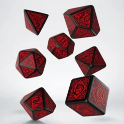 Q-Workshop - Celtic 3D Revised RPG Dice Set: Black & Red (7-delig)