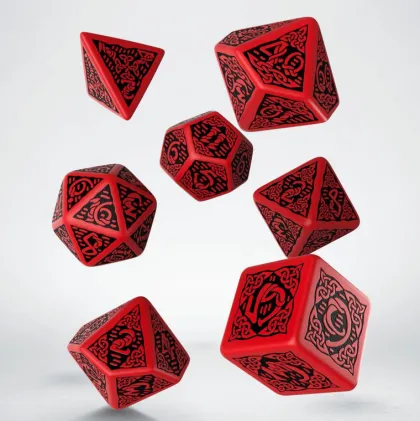 Q-Workshop - Celtic 3D Revised RPG Dice Set: Red & Black (7-delig)