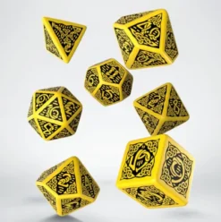 Q-Workshop - Celtic 3D Revised RPG Dice Set: Yellow & Black (7-delig)