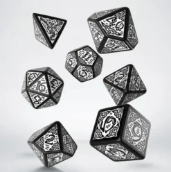 Q-Workshop - Celtic 3D Revised RPG Dice Set: Black & White (7-delig)