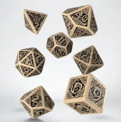 Q-Workshop - Celtic 3D Revised RPG Dice Set: Beige & Black