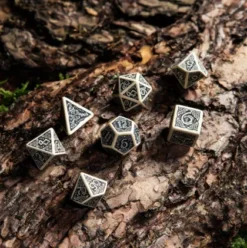 Q-Workshop - Celtic 3D Revised RPG Dice Set: Beige & Black