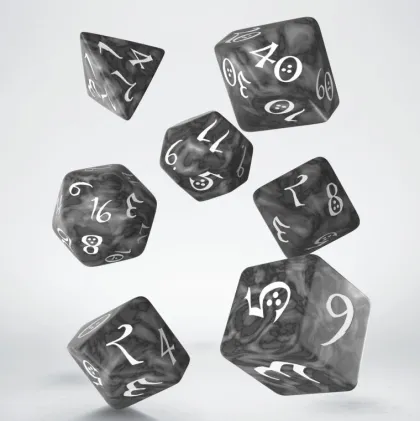 Q-Workshop - Classic RPG Dice Set: Smoky & White (7-delig)