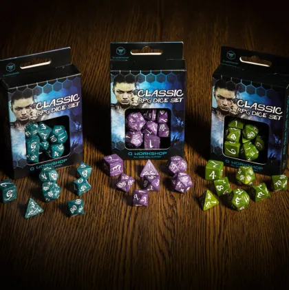 Q-Workshop - Classic RPG Dice Set: Lavender & White (7-delig)