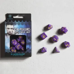 Q-Workshop - Classic RPG Dice Set: Purple & Yellow (7-delig)