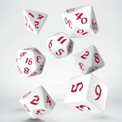 Q-Workshop - Classic Runic RPG Dice Set: White & Red (7-delig)