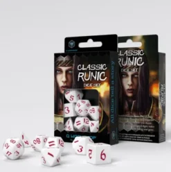 Q-Workshop - Classic Runic RPG Dice Set: White & Red (7-delig)