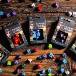 Q-Workshop - Classic Runic RPG Dice Set: Red & Blue (7-delig)