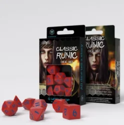 Q-Workshop - Classic Runic RPG Dice Set: Red & Blue (7-delig)