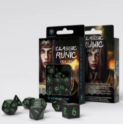 Q-Workshop - Classic Runic RPG Dice Set: Black & Green