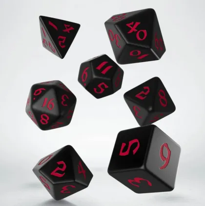 Q-Workshop - Classic Runic RPG Dice Set: Black & Red (7-delig)