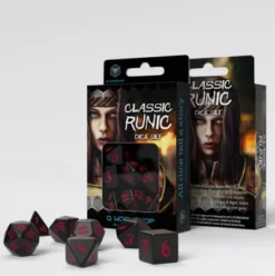 Q-Workshop - Classic Runic RPG Dice Set: Black & Red (7-delig)