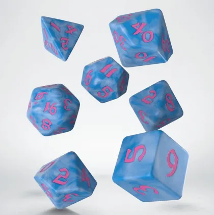 Q-Workshop - Classic Runic RPG Dice Set: Glacier & Pink (7-delig)