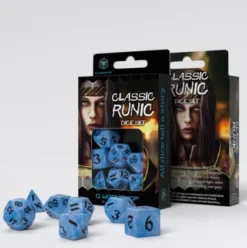 Q-Workshop - Classic Runic RPG Dice Set: Glacier & Black (7-delig)