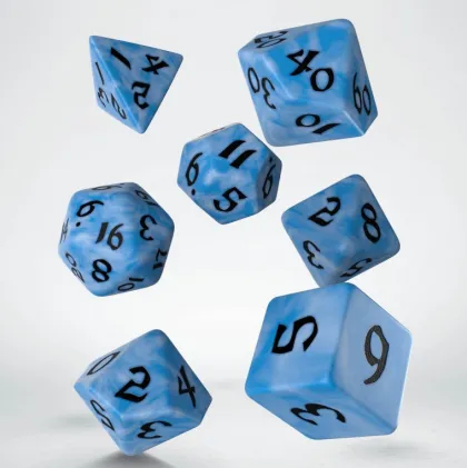 Q-Workshop - Classic Runic RPG Dice Set: Glacier & Black (7-delig)