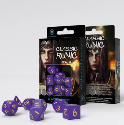 Q-Workshop - Classic Runic RPG Dice Set: Purple & Yellow (7-delig)