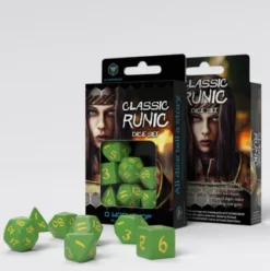 Q-Workshop - Classic Runic RPG Dice Set: Green & Yellow (7-delig)