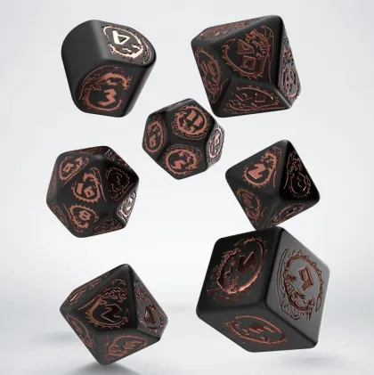 Q-Workshop - Dragons Modern RPG Dice Set: Obsidian (7-delig)