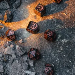 Q-Workshop - Dragons Modern RPG Dice Set: Obsidian (7-delig)