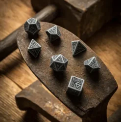 Q-Workshop - Dwarven RPG Dice Set: Gray & Black (7-delig)