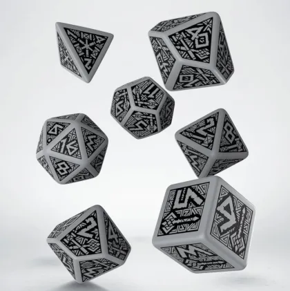 Q-Workshop - Dwarven RPG Dice Set: Gray & Black (7-delig)