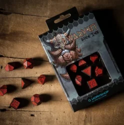 Q-Workshop - Dwarven RPG Dice Set: Black & Red (7-delig)