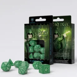 Q-Workshop - Elvish RPG Dice Set: Green & White (7-delig)