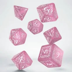 Q-Workshop - Elvish RPG Dice Set: Shimmering Pink & White (7-delig)