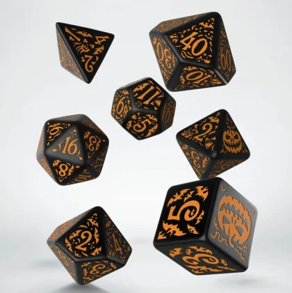 Q-Workshop - Halloween RPG Dice Set: Pumpkin Black & Orange (7-delig)