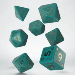 Q-Workshop - RuneQuest RPG Dice Set: Turquoise & Gold (7-delig)