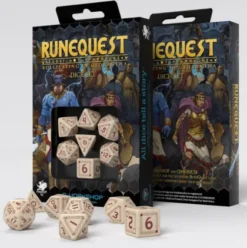 Q-Workshop - RuneQuest RPG Dice Set: Beige & Burgundy (7-delig)
