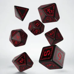 Q-Workshop - Runic RPG Dice Set: Black & Red (7-delig)