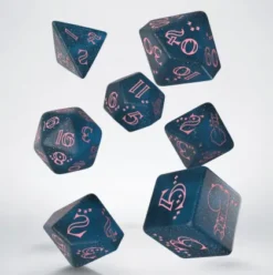 Q-Workshop - Sparkling Llama RPG Dice Set: Glittering Dark Blue & Pink (7-delig)