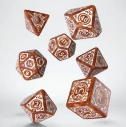 Q-Workshop - Steampunk Clockwork RPG Dice Set: Caramel & White (7-delig)
