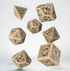 Q-Workshop - Steampunk RPG Dice Set: Beige & Black (7-delig)