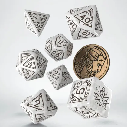 Q-Workshop - The Witcher RPG Dice Set: Geralt - The White Wolf (8-delig)