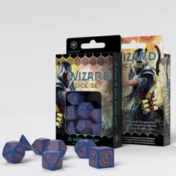 Q-Workshop - Wizard RPG Dice Set: Dark-Blue & Orange (7-delig)