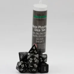 Role Playing Dice Set Solid Black (7-delig)
