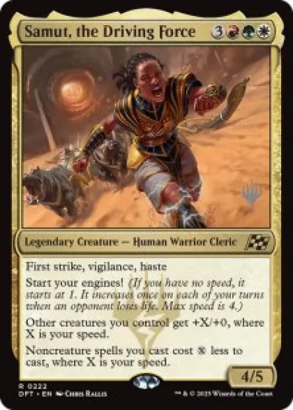 Samut, the Driving Force (foil) - Aetherdrift Planeswalker Stamped