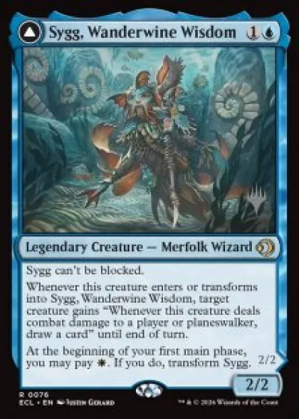 Sygg, Wanderwine Wisdom (foil) - Lorwyn Eclipsed Planeswalker Stamped
