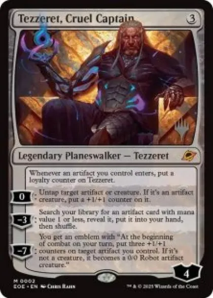 Tezzeret, Cruel Captain (foil) - Edge of Eternities Planeswalker Stamped