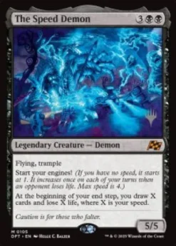 The Speed Demon (foil) - Aetherdrift Planeswalker Stamped
